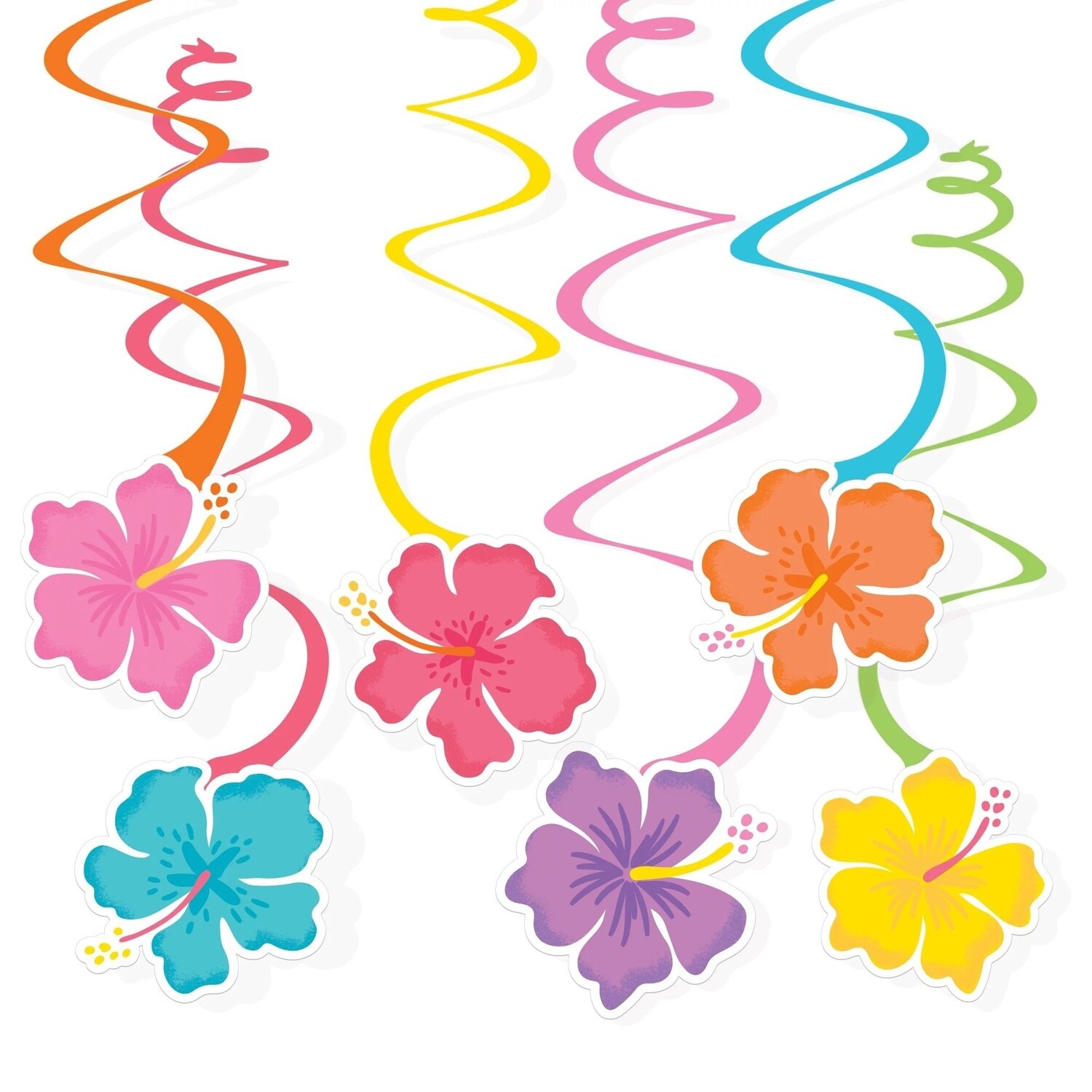 Swirl Decorations - Summer Hibiscus - 12 PCS