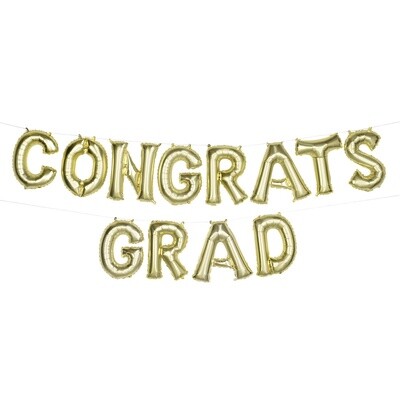 Balloon Banner Kit - Congrats Grad - Gold - 16"