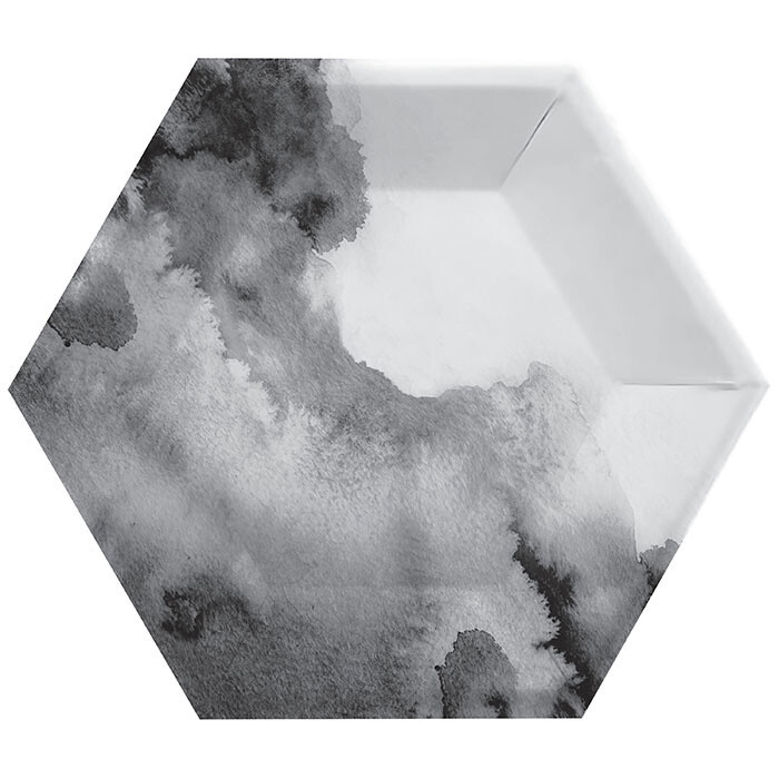 Plates LN - Black Marble Hexagon - 8 pk