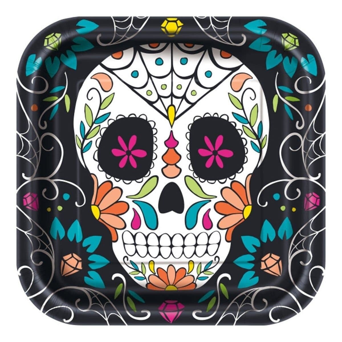 Plates - DN - Skull - The Day Of The Dead - 8.75&quot; - 8PCS