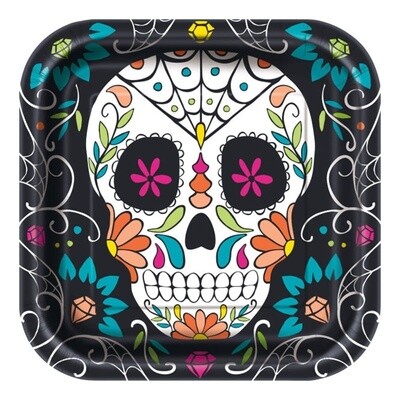 Plates - DN - Skull - The Day Of The Dead - 8.75&quot; - 8PCS
