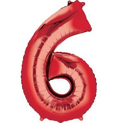 Foil Balloon - #6 Red Supershape - 34&quot;