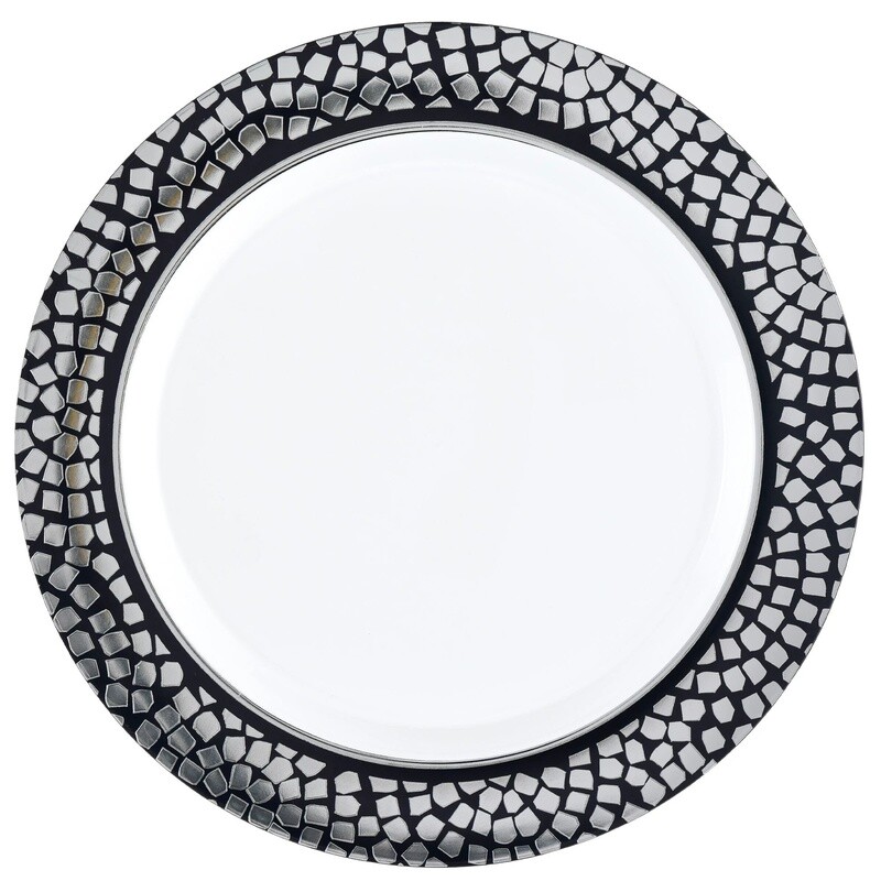 Plates - DN - Mosaic - Silver/Black -Plastic - 20PCS