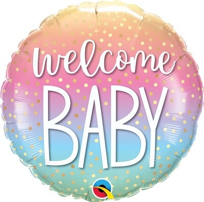 WELCOME BABY FETTI DOTS 18&quot; RND