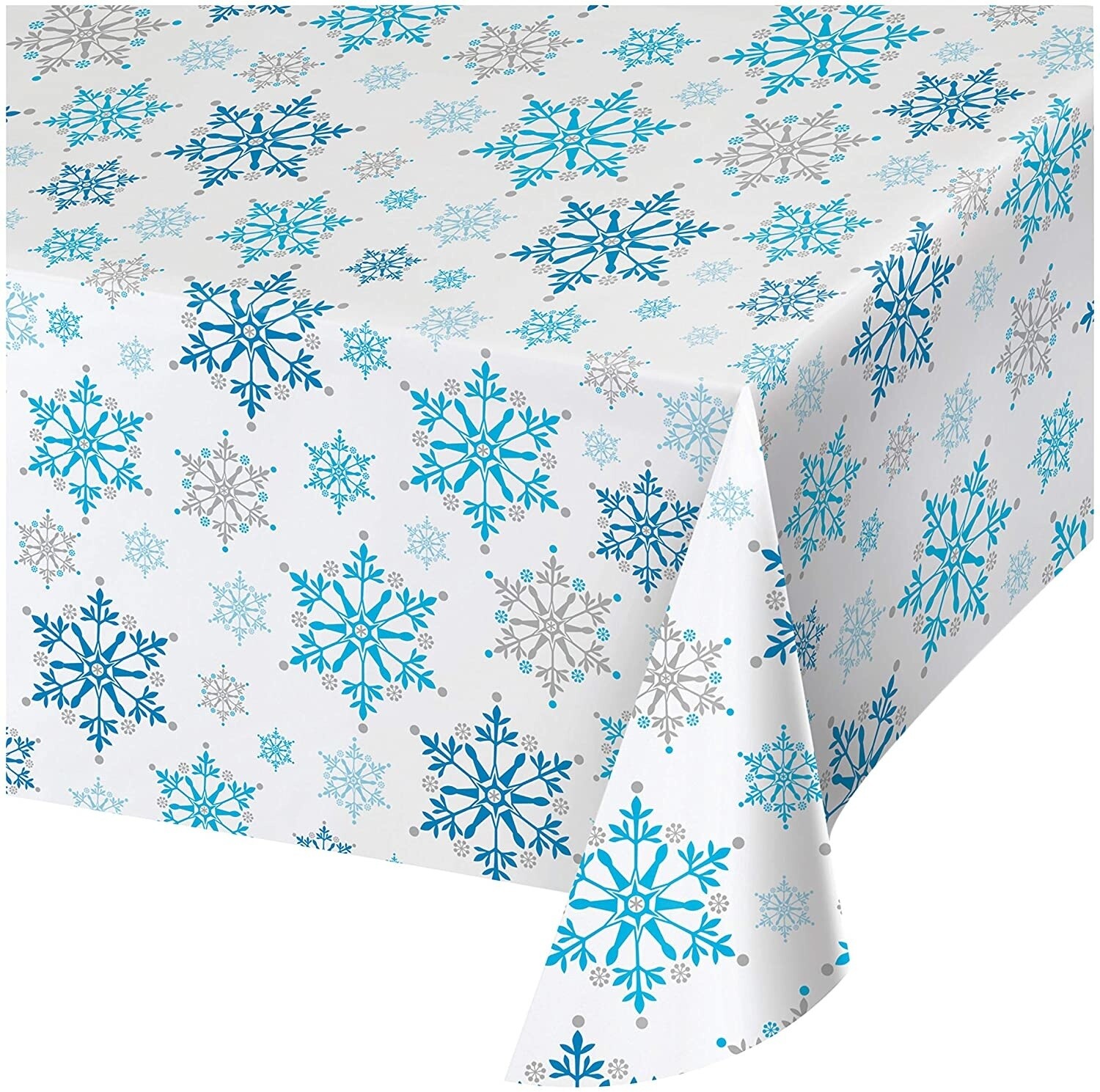 Tablecover - Plastic - Snowflake Swirls - 54&#39;&#39; x 102&#39;&#39;