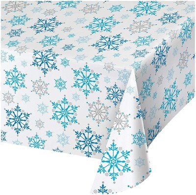 Tablecover - Plastic - Snowflake Swirls - 54&#39;&#39; x 102&#39;&#39;