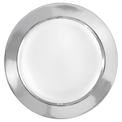 Plates - Plastic - Silver Rim - 10.25&quot; - 10pcs