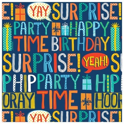Gift Wrap - Happy Birthday Text - 16ft x 30&#39;&#39;