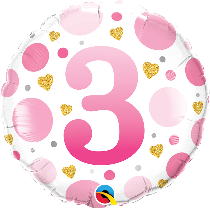 Foil Balloon - # 3 - Pink - 18&quot;