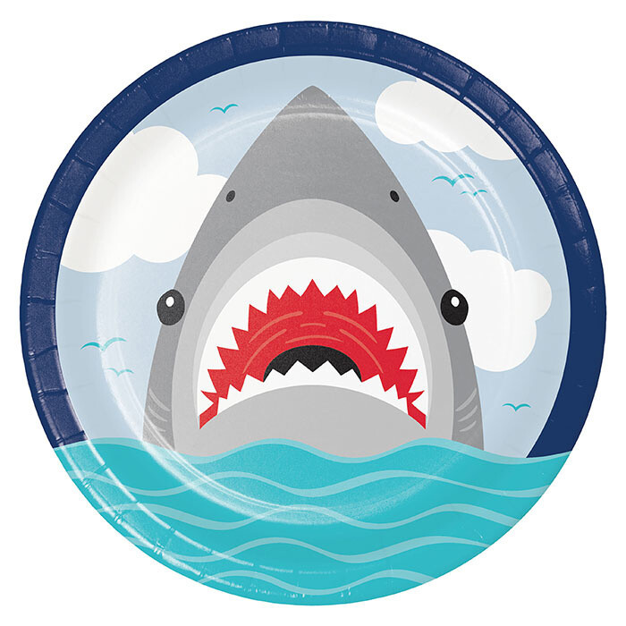 Plates - LN - Shark Party - 9&quot; - 8 PK