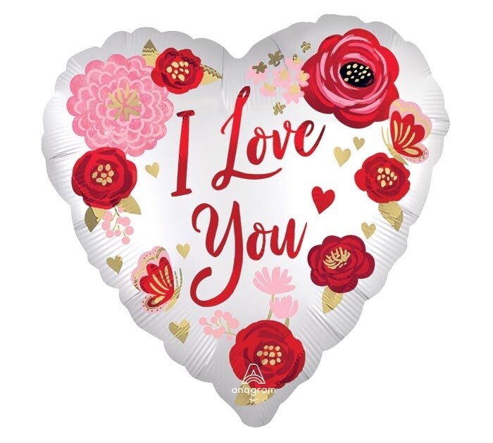 Foil Balloon - Satin Love You Flowers
