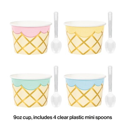 Treat Cups - Ice Cream Party - 9OZ. - 8 PCS