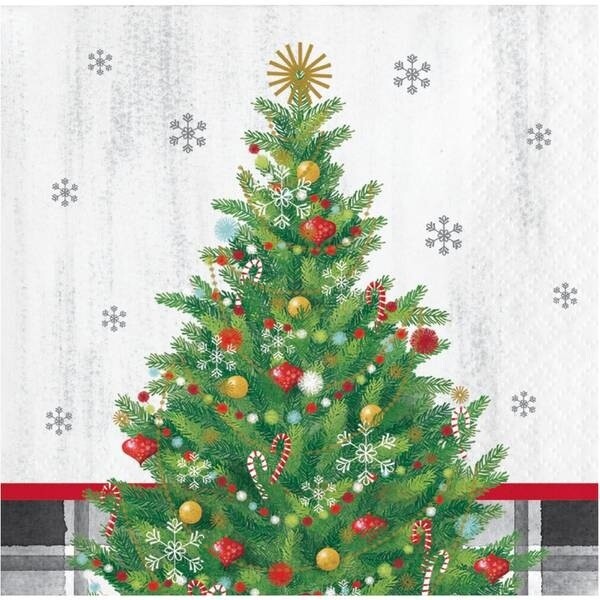 Napkins - Bev -  Christmas - Holiday Tree - 2 PLY - 16PK