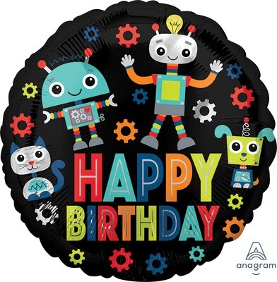 Foil Balloon - Birthday Robots - 17&#39;&#39;