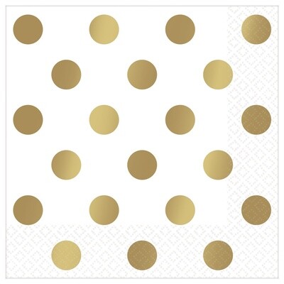 Napkins - LN - Metallic Dots - Gold - 16pkg - 2ply