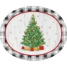 Plates - DN - Christmas - Holiday Tree - Oval - 10&quot; - 8 PCS