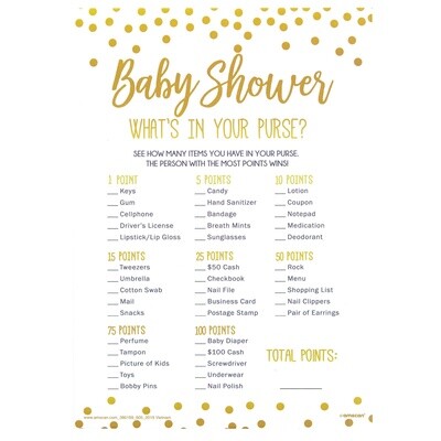 Baby Shower Game - What is in your Purse? - 24 PCS