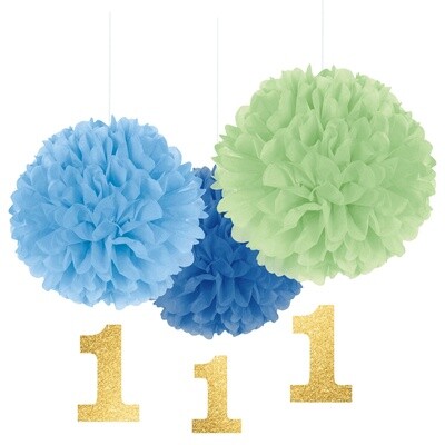 Fluffy Decorations - 1st Birthday Boy - 3PCS