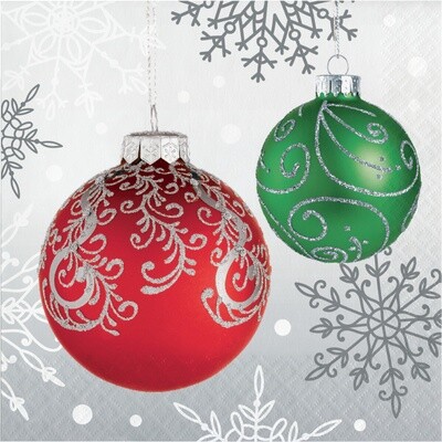 Napkins - LN - Christmas - Elegant Ornaments - 2PLY - 16PCS