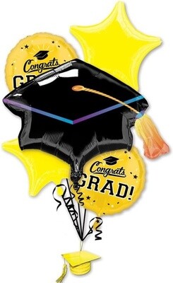 Foil Balloon  - Grad - school Pride Yellow Bouquet - 5PK