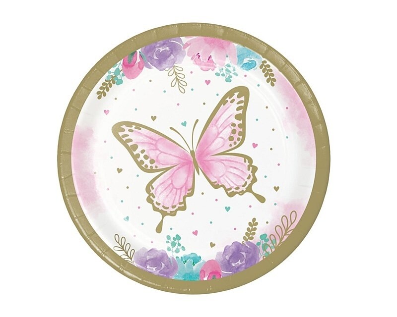 Plates - BEV - Butterfly Shimmer - Round - 7&quot; - 8PCS