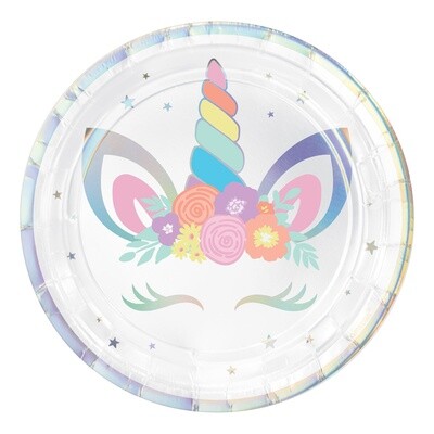 Plates - Bev - Unicorn Party - 7&quot; - 8 PK