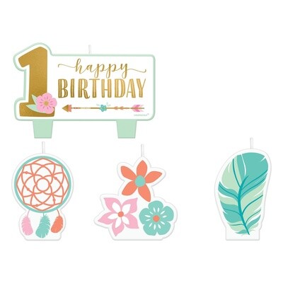 Candles - Boho 1st  -  BDAY - 5 Pk