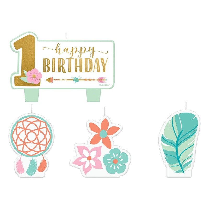 Candles - Boho 1st  -  BDAY - 5 Pk