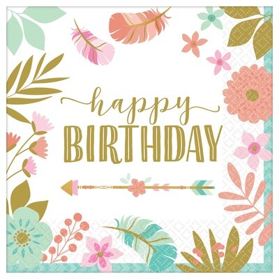 Napkins - LN - Boho BDAY Girl - 16PK