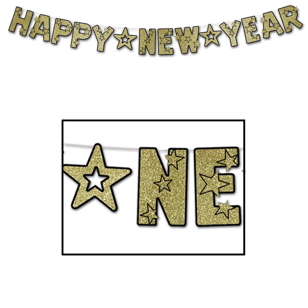Banner - New Year - Glitter Gold - 8 FT