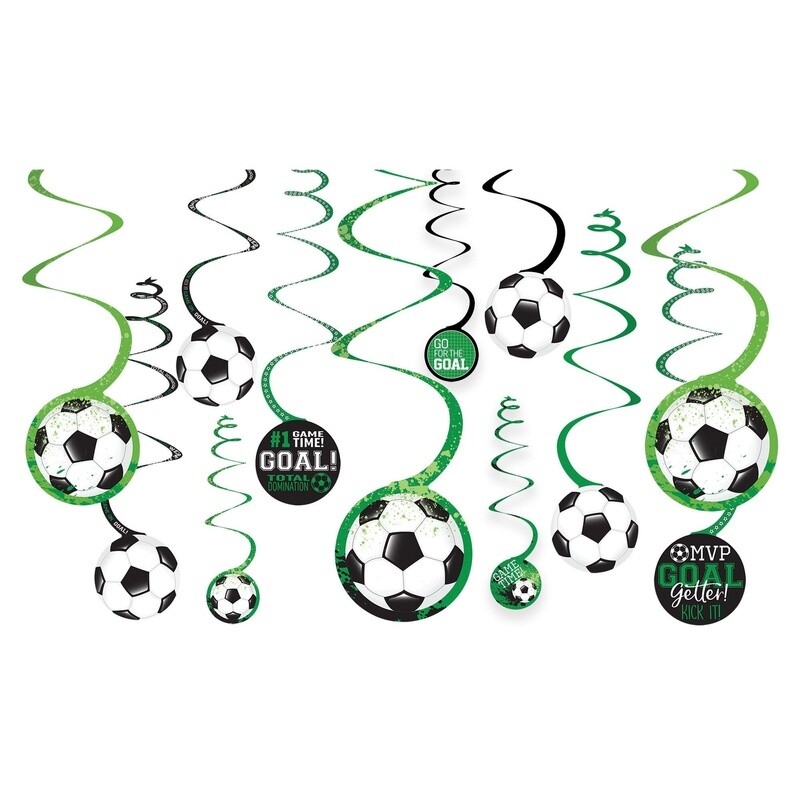 Swirl Decorations - Soccer - 12PCS