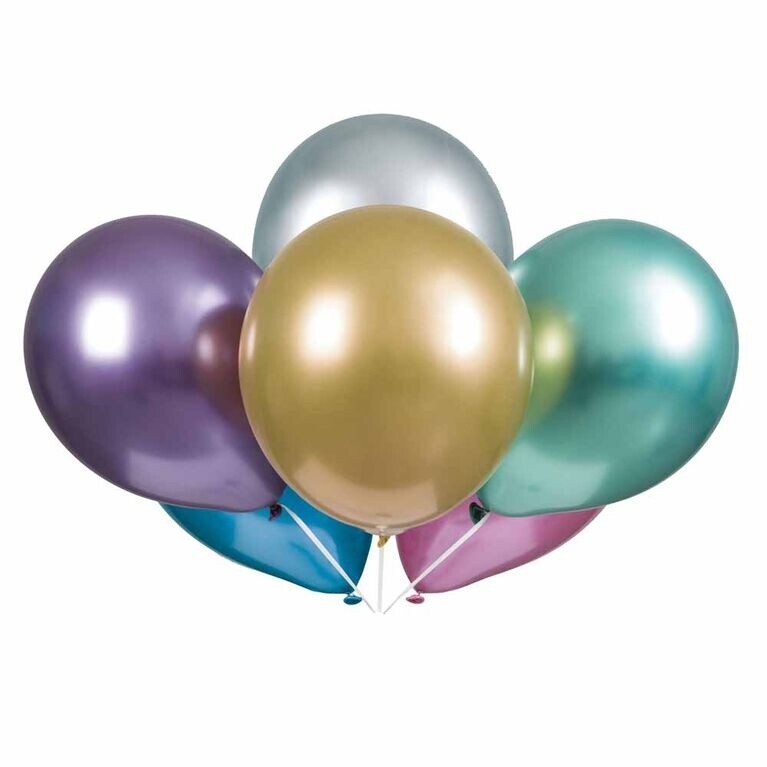 Latex Balloons - Chrome Assorted - 6PK - 11&quot;