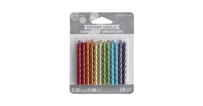 Candles - Spiral Rainbow Metallic - 24PCS