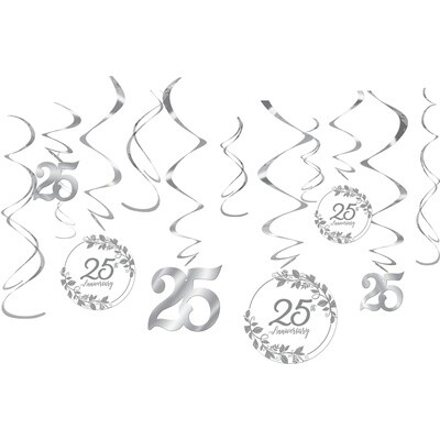 Swirl Decorations - 25th Anniversary - 12PCS