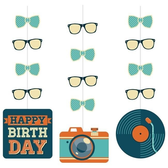 Hanging Cutouts  - Hipstar Birthday - 3 PCS