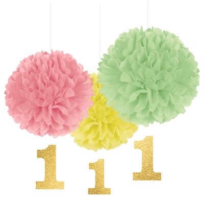 Fluffy decorations - 1st Birthday - 3Pcs