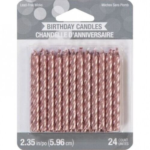 Candles -Spiral  Rose Gold Candles - 24 PCS