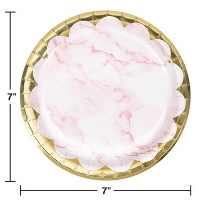 Plates - Pink Marble - 8pkg