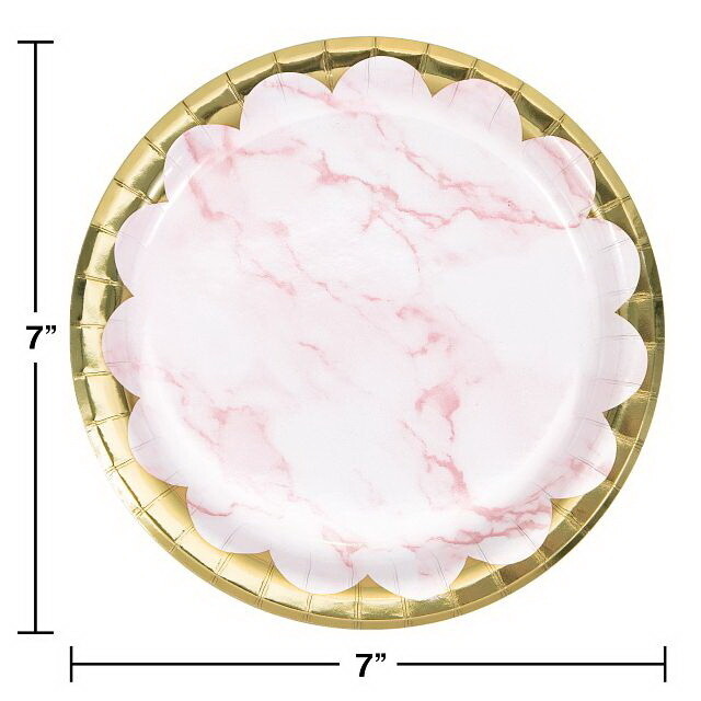 Plates - Pink Marble - 8pkg