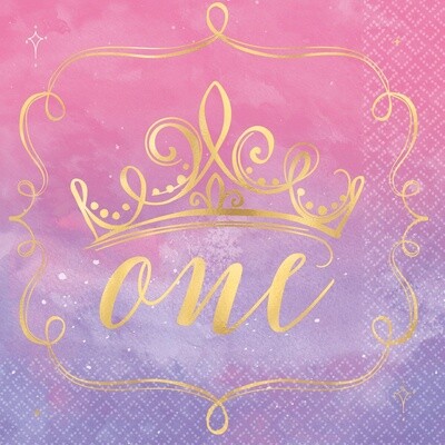 Disney Princess Hot Stamped Luncheon Napkins - 1st Birthday - 16PK