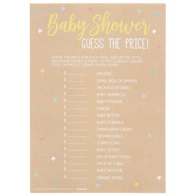 Baby Shower Game - Guess The Price - 24PCS