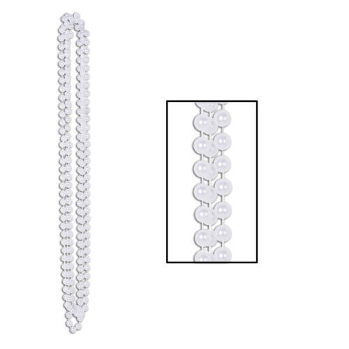Beads Necklace - White Pearl - 3 PCS - 4FT