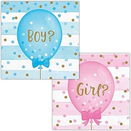 Napkins - Bev - Gender Reveal  Balloons - 16PCS - 2PLY