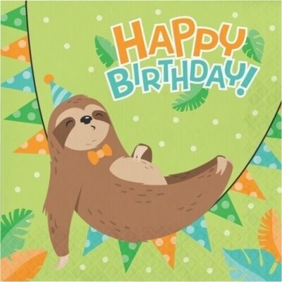 Napkins - LN - HBD Sloth Party - 16PK - 2 PLY