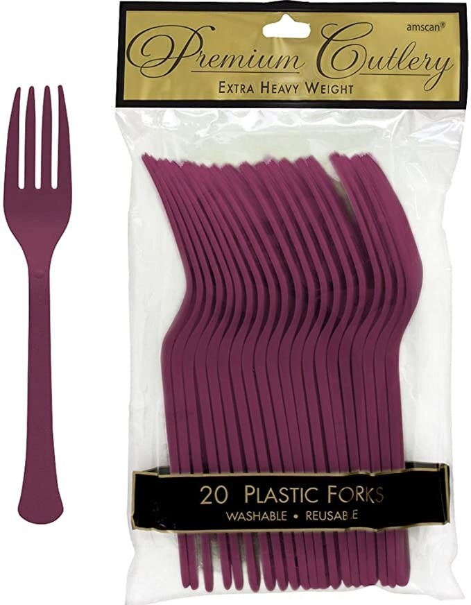 Premium Plastic Forks Berry/Burgundy 20pc