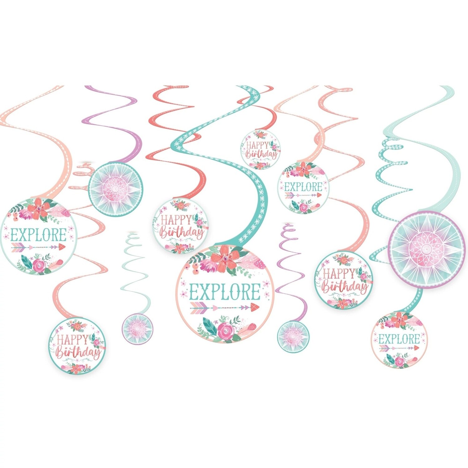 Swirl Decorations - Boho Birthday Girl - 12PCS