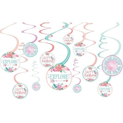 Swirl Decorations - Boho Birthday Girl - 12PCS