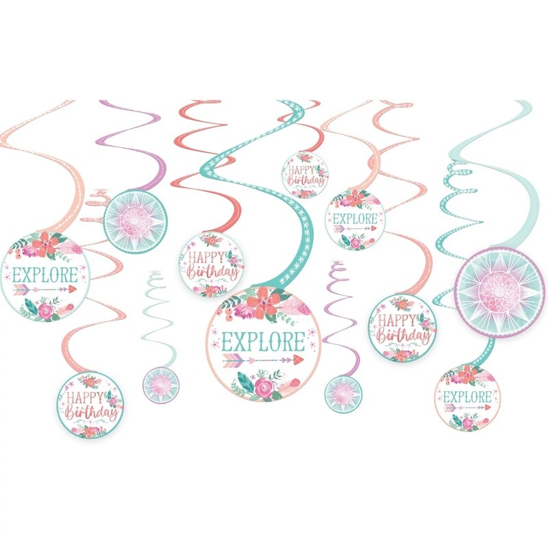 Swirl Decorations - Boho Birthday Girl - 12PCS