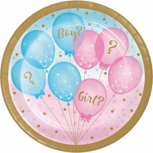 Plates - BEV - Gender Reveal Balloons - 6 7/8&quot; - 8 PCS