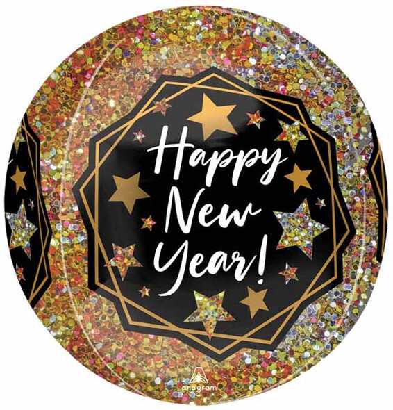 Foil Balloon - New Year - Gold Sparkle - Orbz - 15&quot;